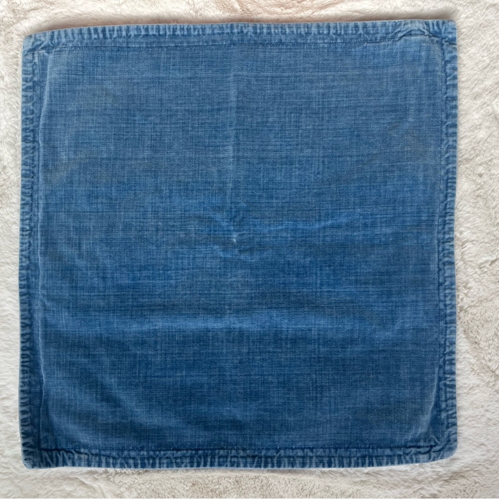 One (1) Pottery Barn Velvet Denim/ color pillow cover, 22”